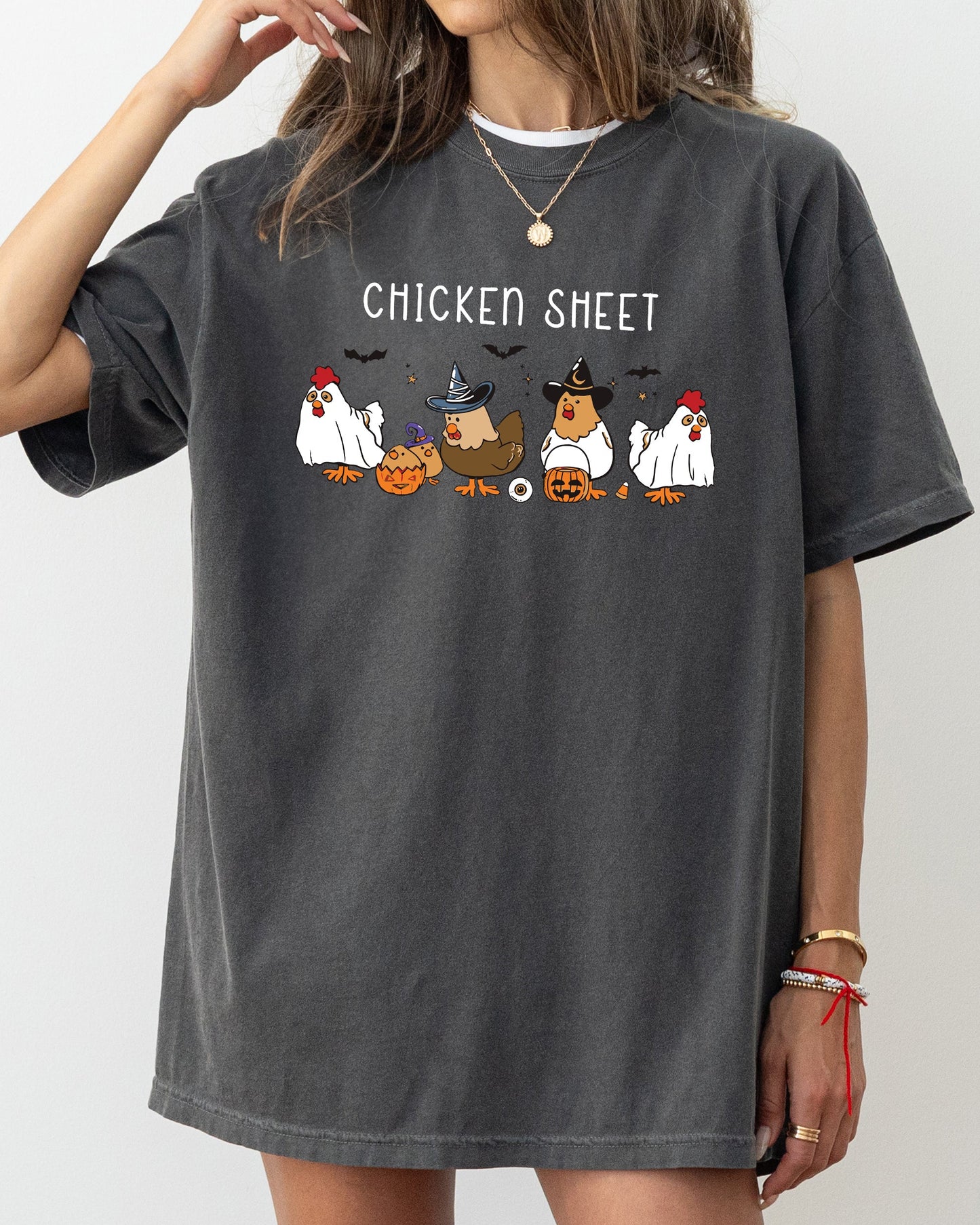 Chicken Sheet, Ghost, Skeleton, Funny, Pumpkin, Spooky, Witch, Aesthetic, Meme, Halloween, Costume, Tshirt Comfort Colors T-Shirt