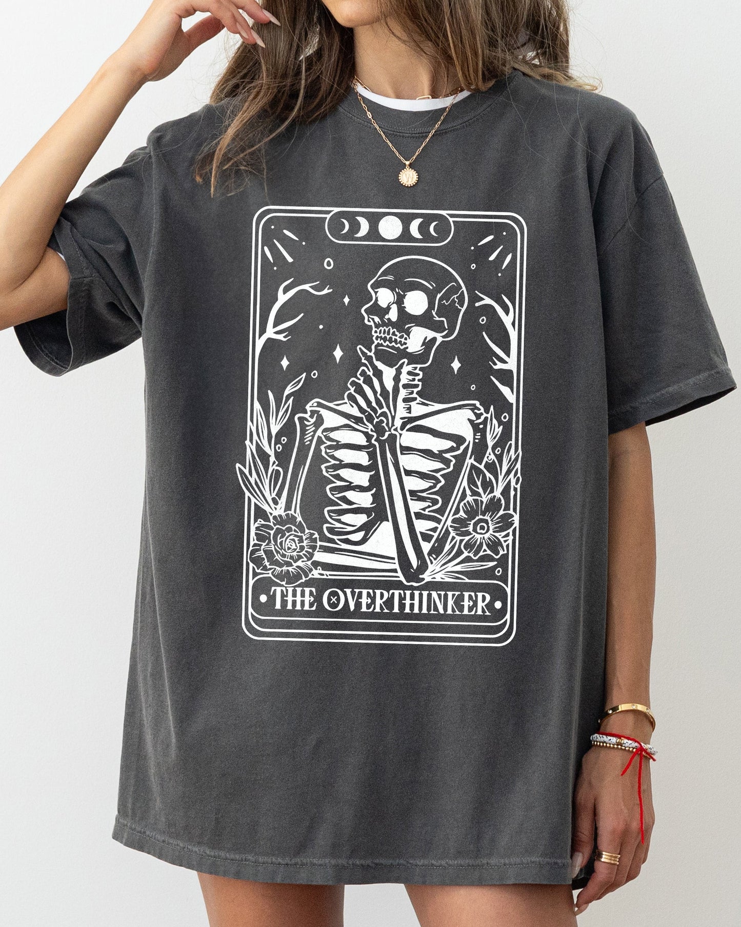 The Overthinker, Tarot, Skeleton, Funny, Pumpkin, Spooky, Witch, Aesthetic, Meme, Halloween, Costume, Tshirt Comfort Colors T-Shirt