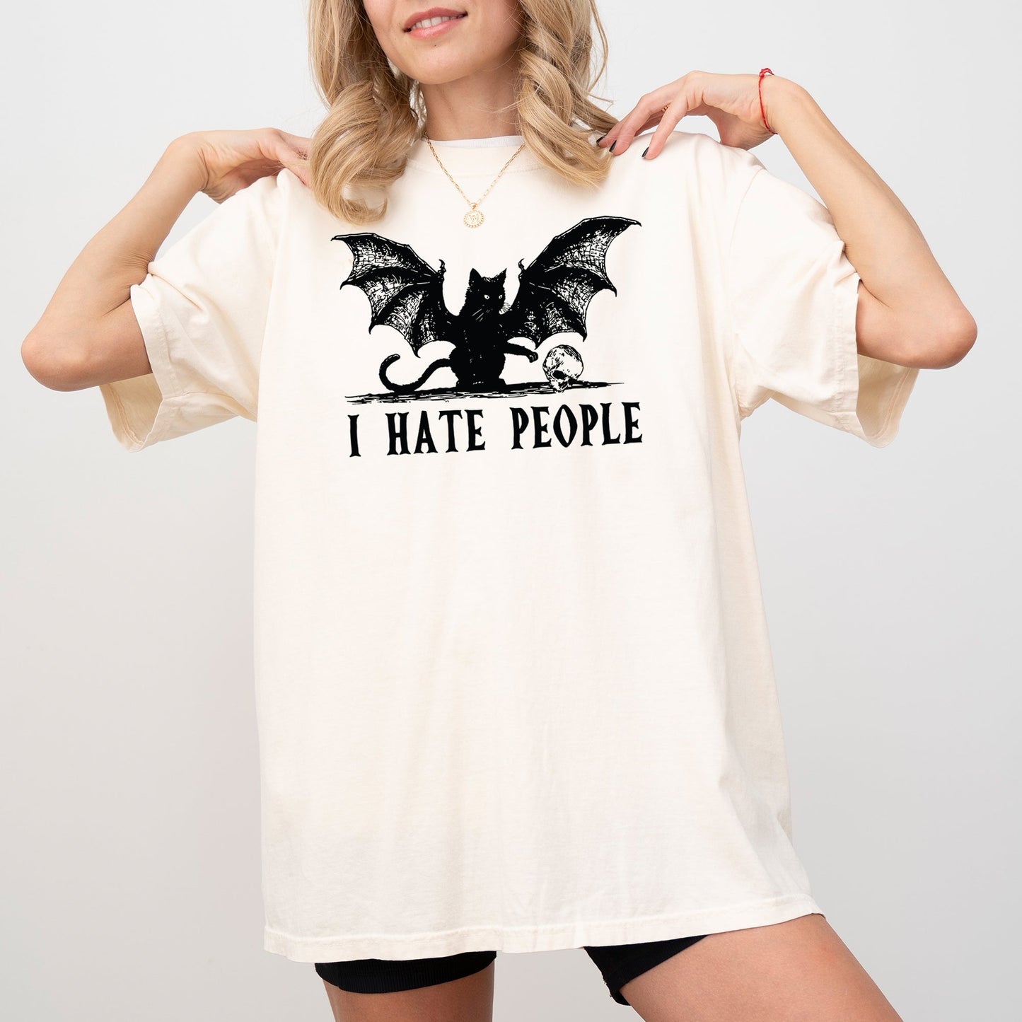 I Hate People, Bat, Skeleton, Funny, Ghost, Spooky, Witch, Aesthetic, Meme, Halloween, Costume, Tshirt Comfort Colors T-Shirt