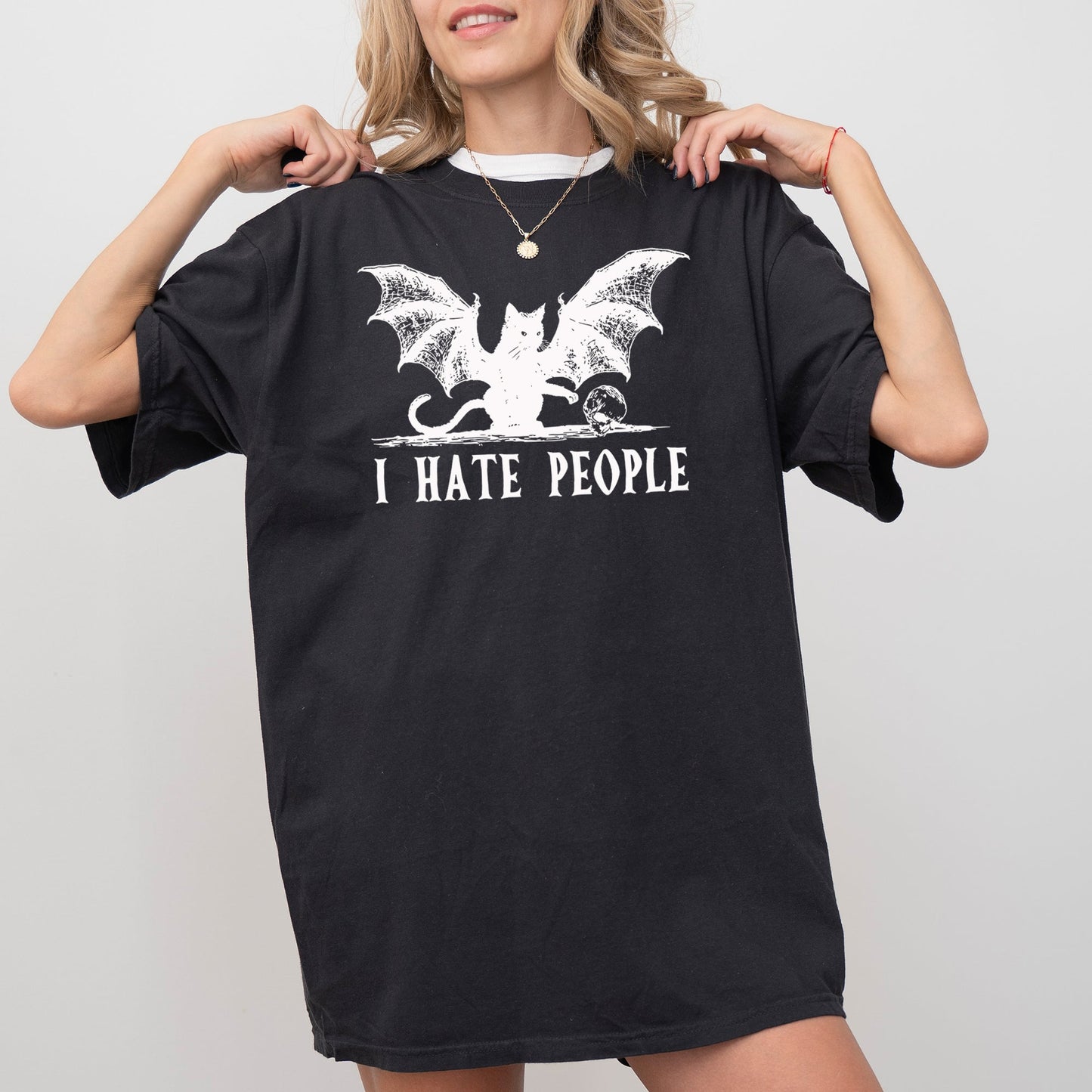 I Hate People, Bat, Skeleton, Funny, Ghost, Spooky, Witch, Aesthetic, Meme, Halloween, Costume, Tshirt Comfort Colors T-Shirt