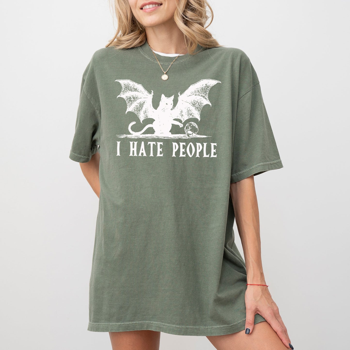 I Hate People, Bat, Skeleton, Funny, Ghost, Spooky, Witch, Aesthetic, Meme, Halloween, Costume, Tshirt Comfort Colors T-Shirt