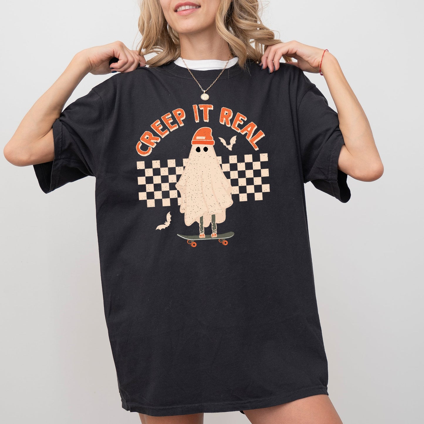 Creep It Real, Retro Ghost, Skeleton, Funny, Spooky, Witch, Aesthetic, Meme, Halloween, Costume, Tshirt Comfort Colors T-Shirt