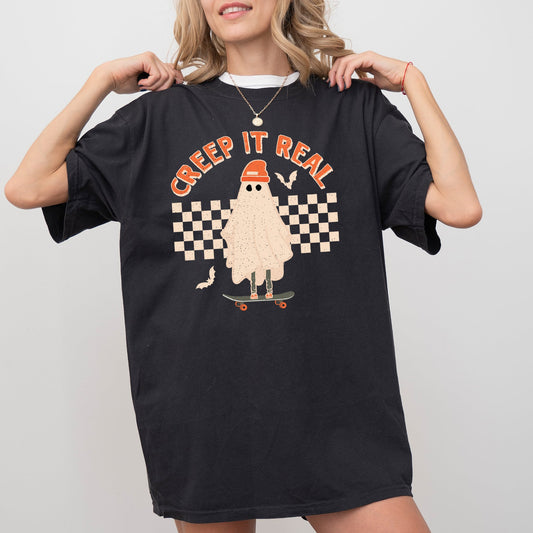 Creep It Real, Retro Ghost, Skeleton, Funny, Spooky, Witch, Aesthetic, Meme, Halloween, Costume, Tshirt Comfort Colors T-Shirt