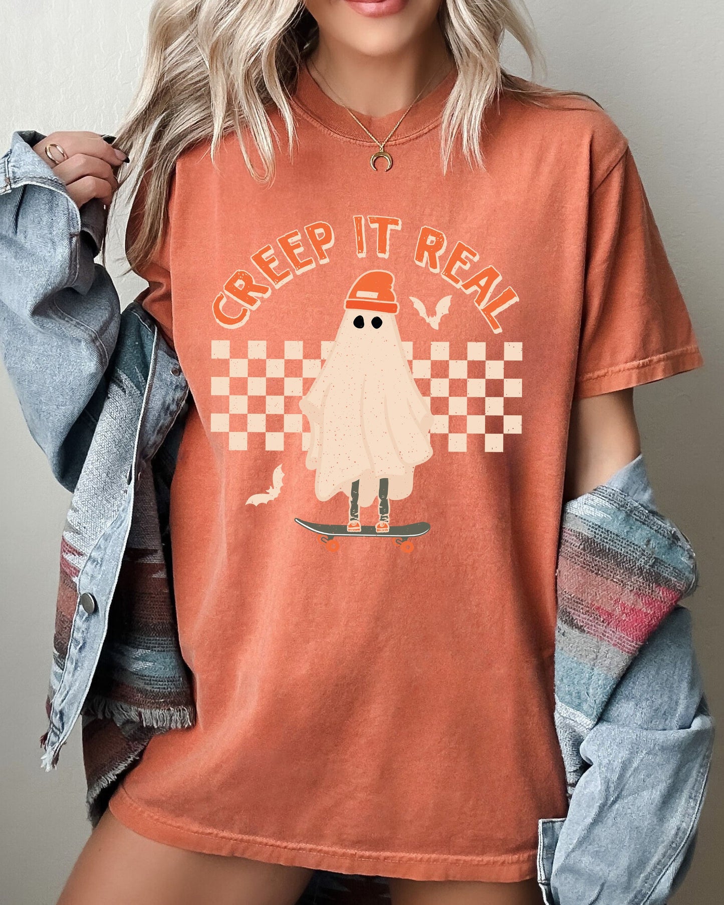 Creep It Real, Retro Ghost, Skeleton, Funny, Spooky, Witch, Aesthetic, Meme, Halloween, Costume, Tshirt Comfort Colors T-Shirt