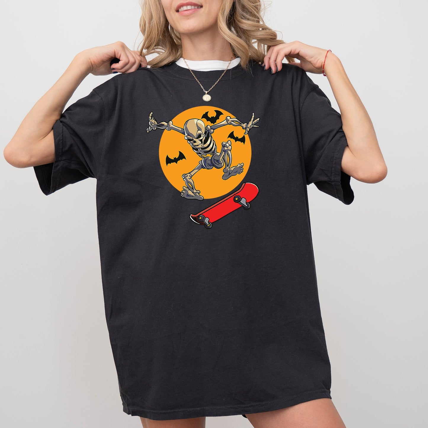 Skateboarding Skeleton, Ghost, Farm, Witch, Skull, Funny, Spooky, Aesthetic, Meme, Halloween, Costume, Tshirt Comfort Colors T-Shirt