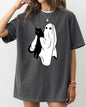 Ghost and Cat, Skeleton, Witch, Skull, Funny, Spooky, Aesthetic, Meme, Halloween, Costume, Tshirt Comfort Colors T-Shirt