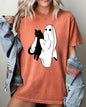 Ghost and Cat, Skeleton, Witch, Skull, Funny, Spooky, Aesthetic, Meme, Halloween, Costume, Tshirt Comfort Colors T-Shirt