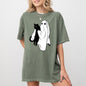 Ghost and Cat, Skeleton, Witch, Skull, Funny, Spooky, Aesthetic, Meme, Halloween, Costume, Tshirt Comfort Colors T-Shirt