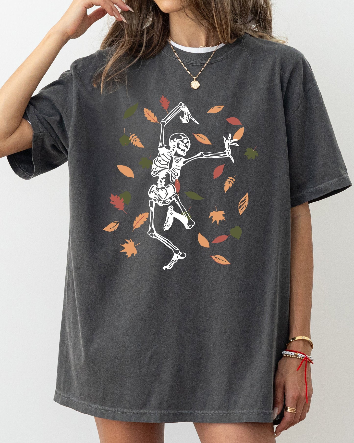 Fall Leaves, Skeleton, Ghost, Witch, Skull, Funny, Spooky, Aesthetic, Meme, Halloween, Costume, Tshirt Comfort Colors T-Shirt