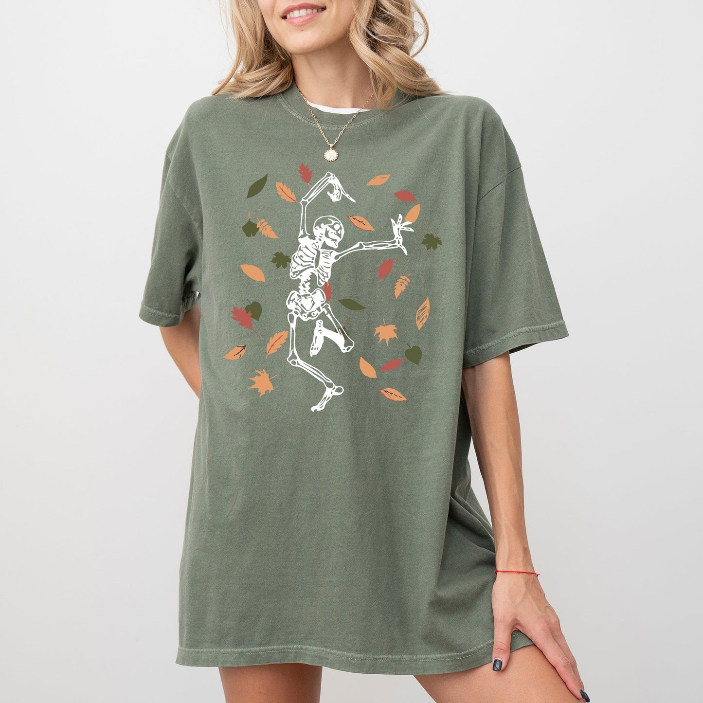 Fall Leaves, Skeleton, Ghost, Witch, Skull, Funny, Spooky, Aesthetic, Meme, Halloween, Costume, Tshirt Comfort Colors T-Shirt