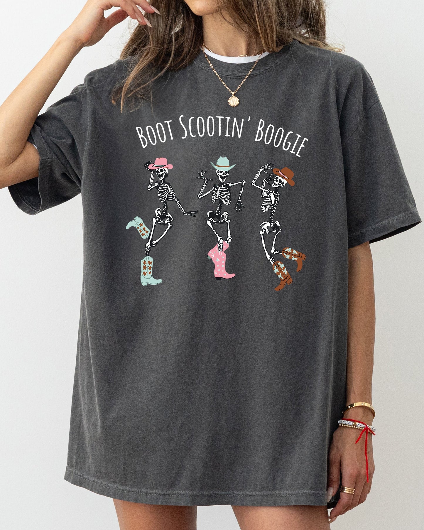 Boot Scootin' Boogie, Western, Skeleton, Ghost, Witch, Skull, Funny, Spooky, Aesthetic, Meme, Halloween, Costume, Tshirt Comfort Colors T-Shirt