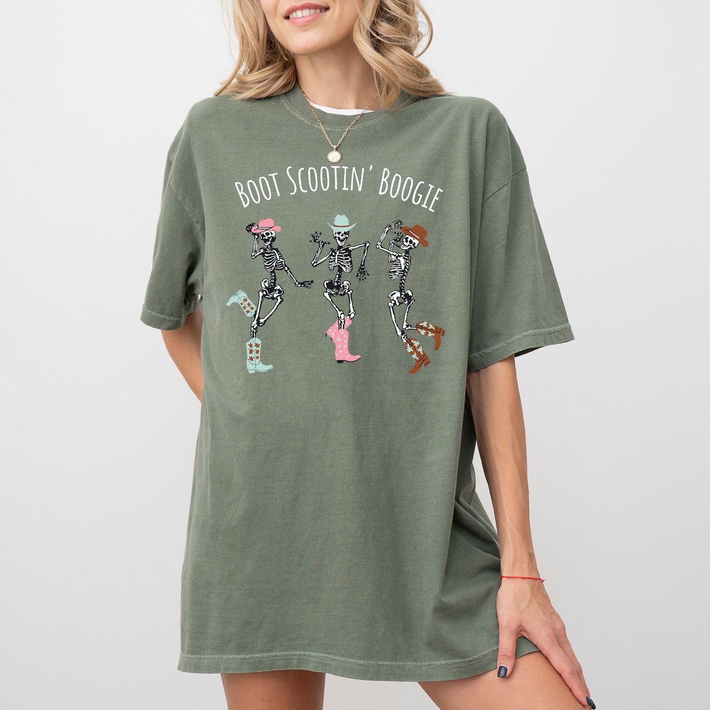 Boot Scootin' Boogie, Western, Skeleton, Ghost, Witch, Skull, Funny, Spooky, Aesthetic, Meme, Halloween, Costume, Tshirt Comfort Colors T-Shirt