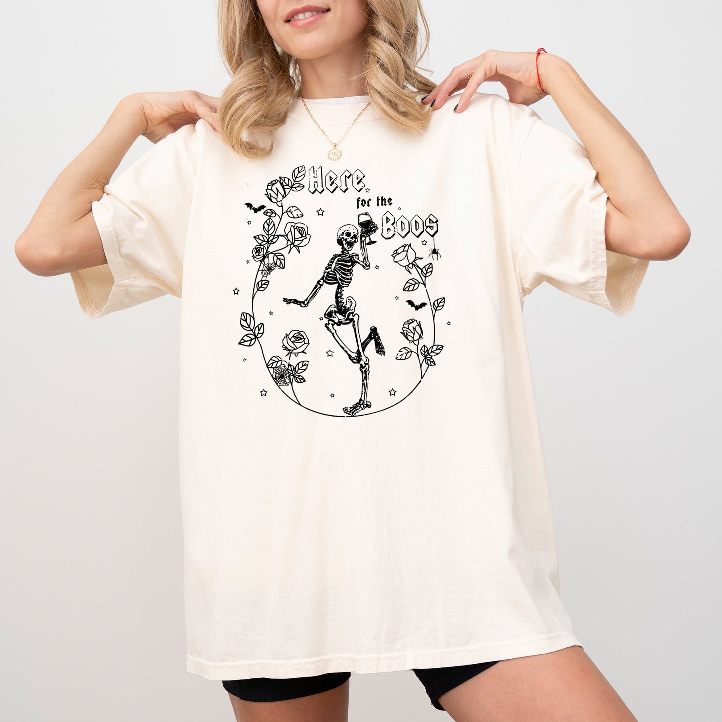 Here For The Boos, Skeleton, Ghost, Witch, Skull, Spooky, Aesthetic, Meme, Halloween, Costume, Tshirt Comfort Colors T-Shirt