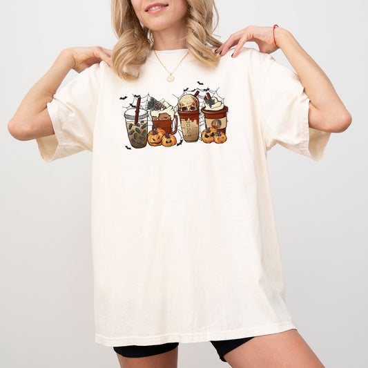 Halloween Coffee, Retro, Skeleton, Ghost, Witch, Skull, Spooky, Aesthetic, Meme, Halloween, Costume, Tshirt Comfort Colors T-Shirt