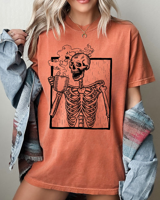 Coffee, Skeleton, Witch, Ghost, Skull, Spooky, Aesthetic, Meme, Halloween, Costume, Tshirt Comfort Colors T-Shirt