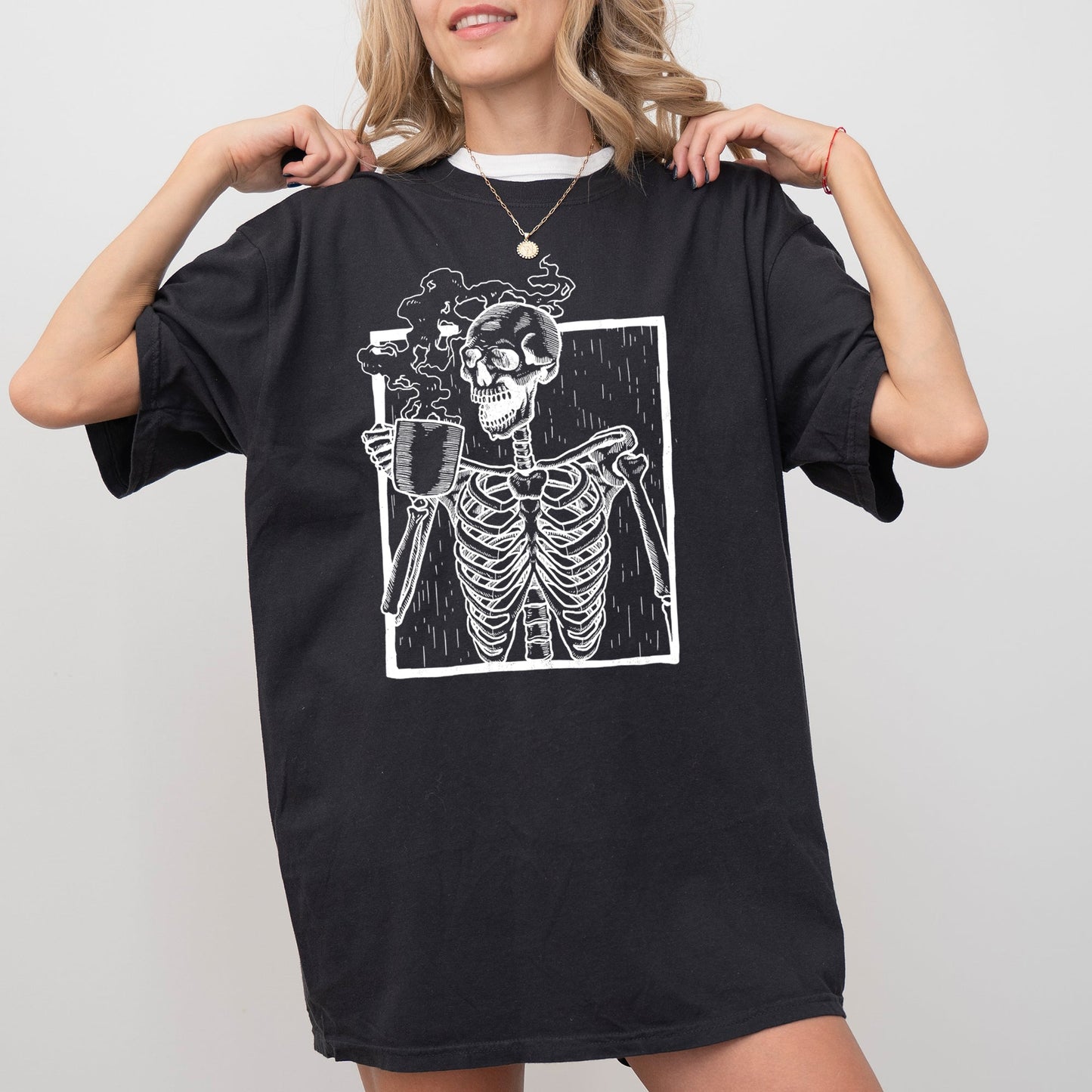 Coffee, Skeleton, Witch, Ghost, Skull, Spooky, Aesthetic, Meme, Halloween, Costume, Tshirt Comfort Colors T-Shirt