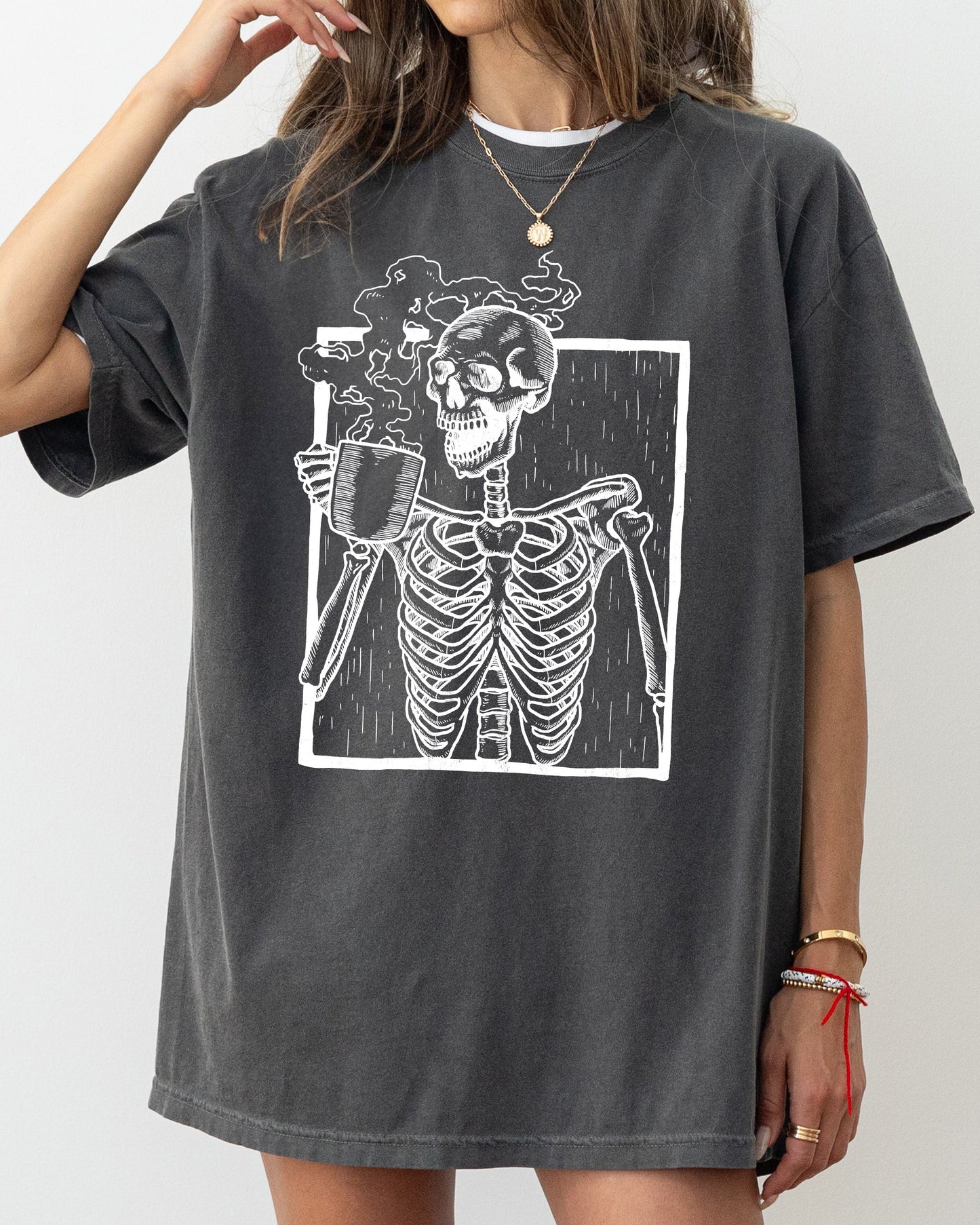 Coffee, Skeleton, Witch, Ghost, Skull, Spooky, Aesthetic, Meme, Halloween, Costume, Tshirt Comfort Colors T-Shirt