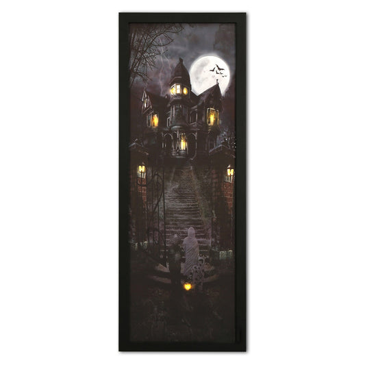 31" LIGHT UP Haunted House Wall Art