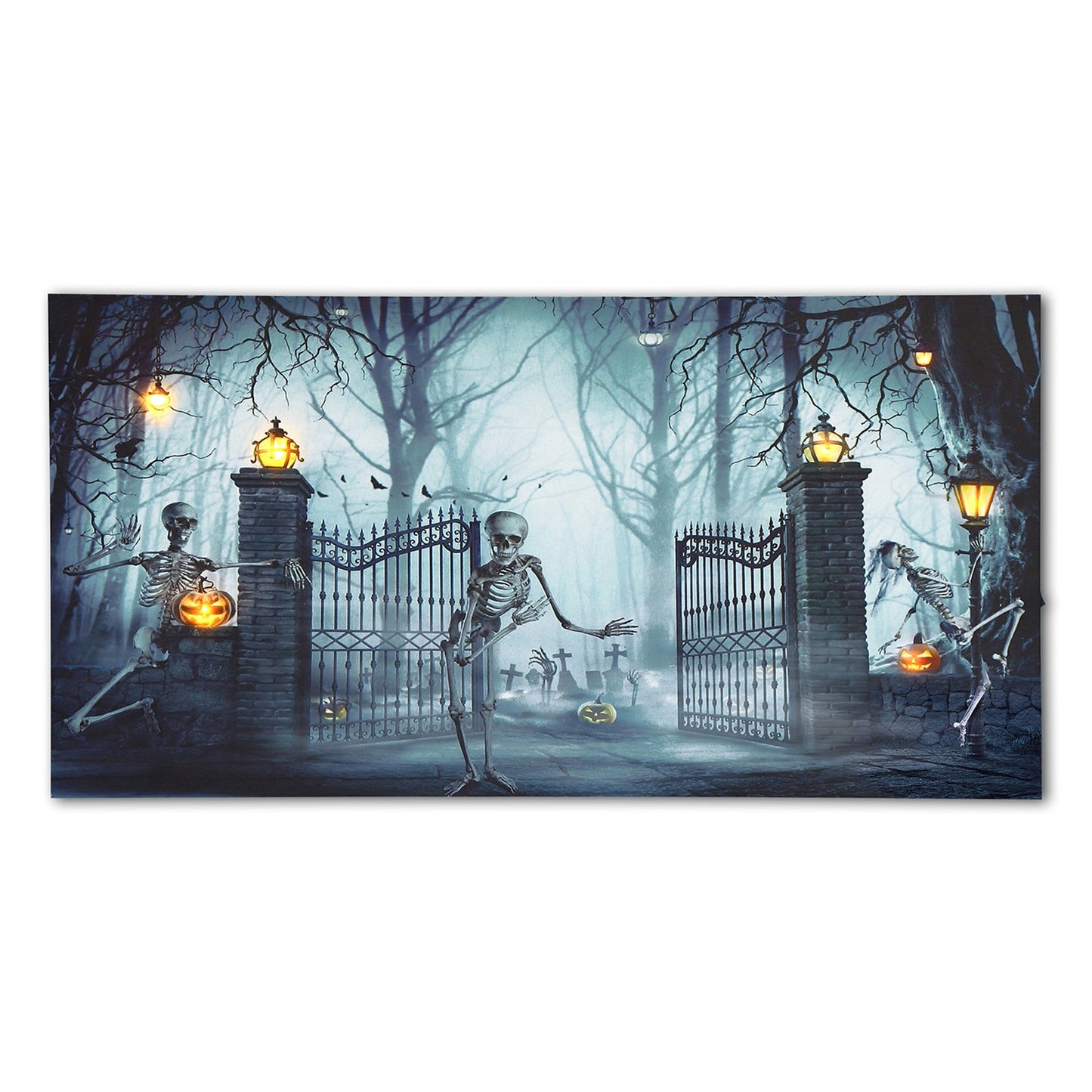 24" LIGHT UP Skeleton Gate Wall Art