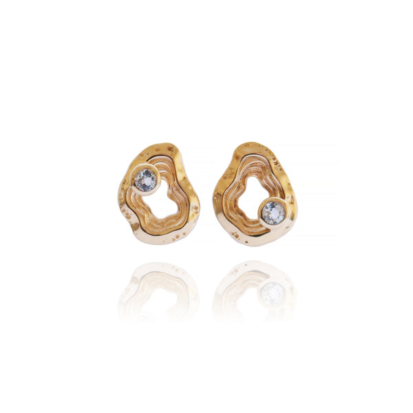 Oasis Ear Studs – Sterling Silver & Gold with Blue Topaz