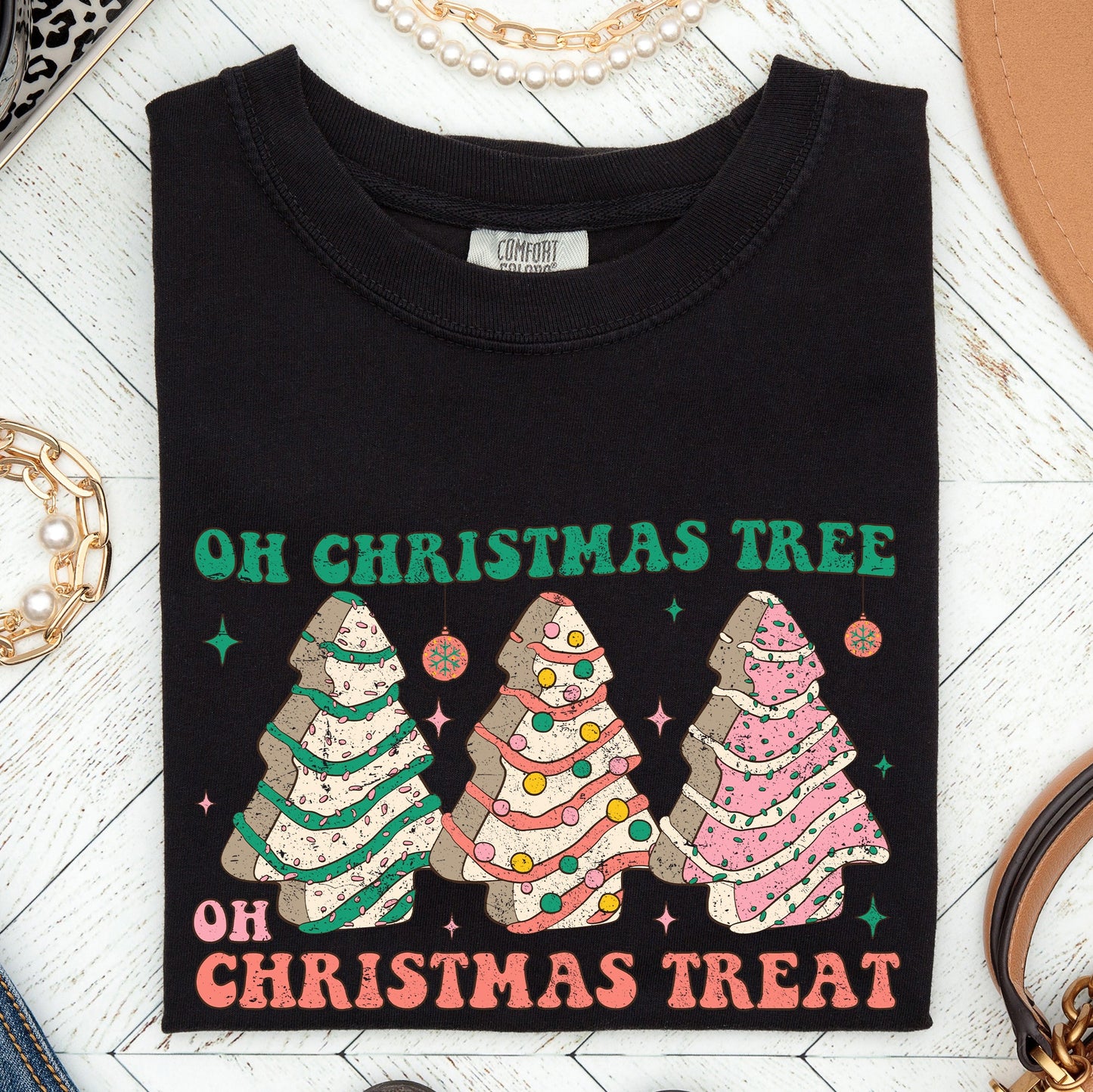 Oh Christmas Tree Treat, Snack, Little Debbie, Comfort Colors Tshirt