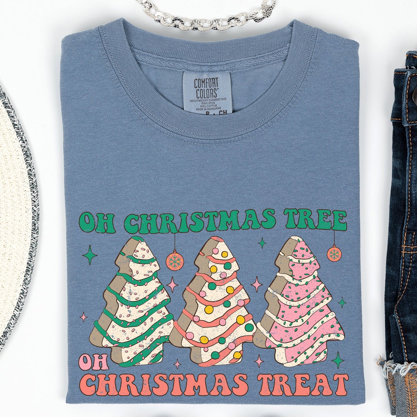 Oh Christmas Tree Treat, Snack, Little Debbie, Comfort Colors Tshirt