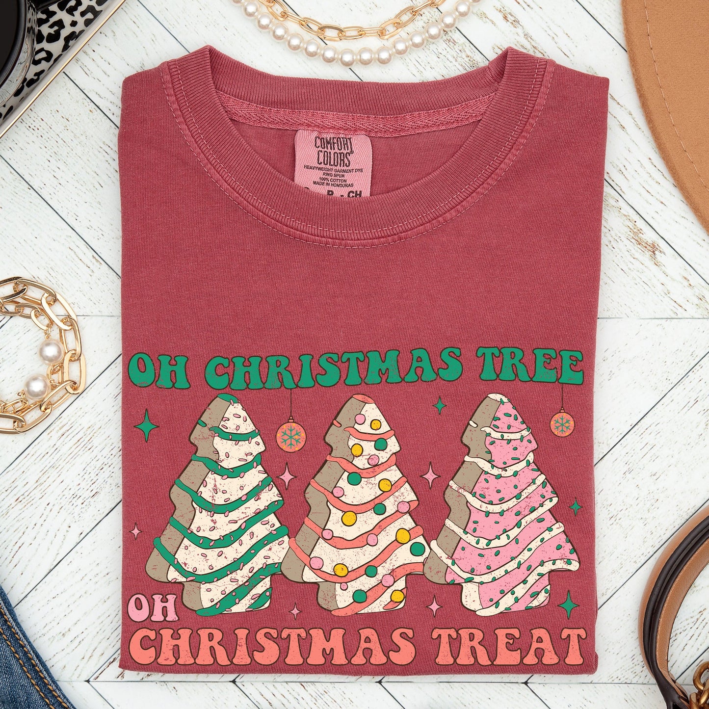 Oh Christmas Tree Treat, Snack, Little Debbie, Comfort Colors Tshirt