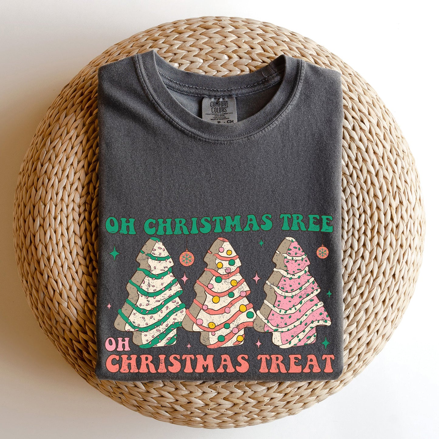 Oh Christmas Tree Treat, Snack, Little Debbie, Comfort Colors Tshirt