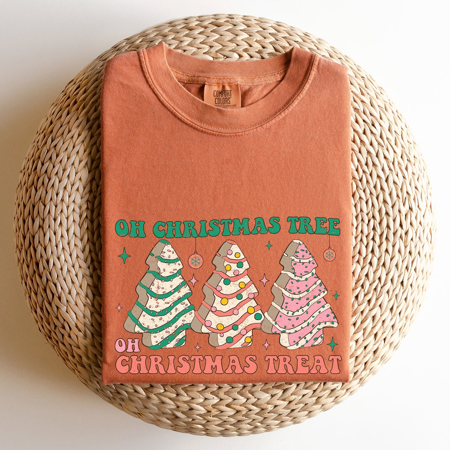 Oh Christmas Tree Treat, Snack, Little Debbie, Comfort Colors Tshirt
