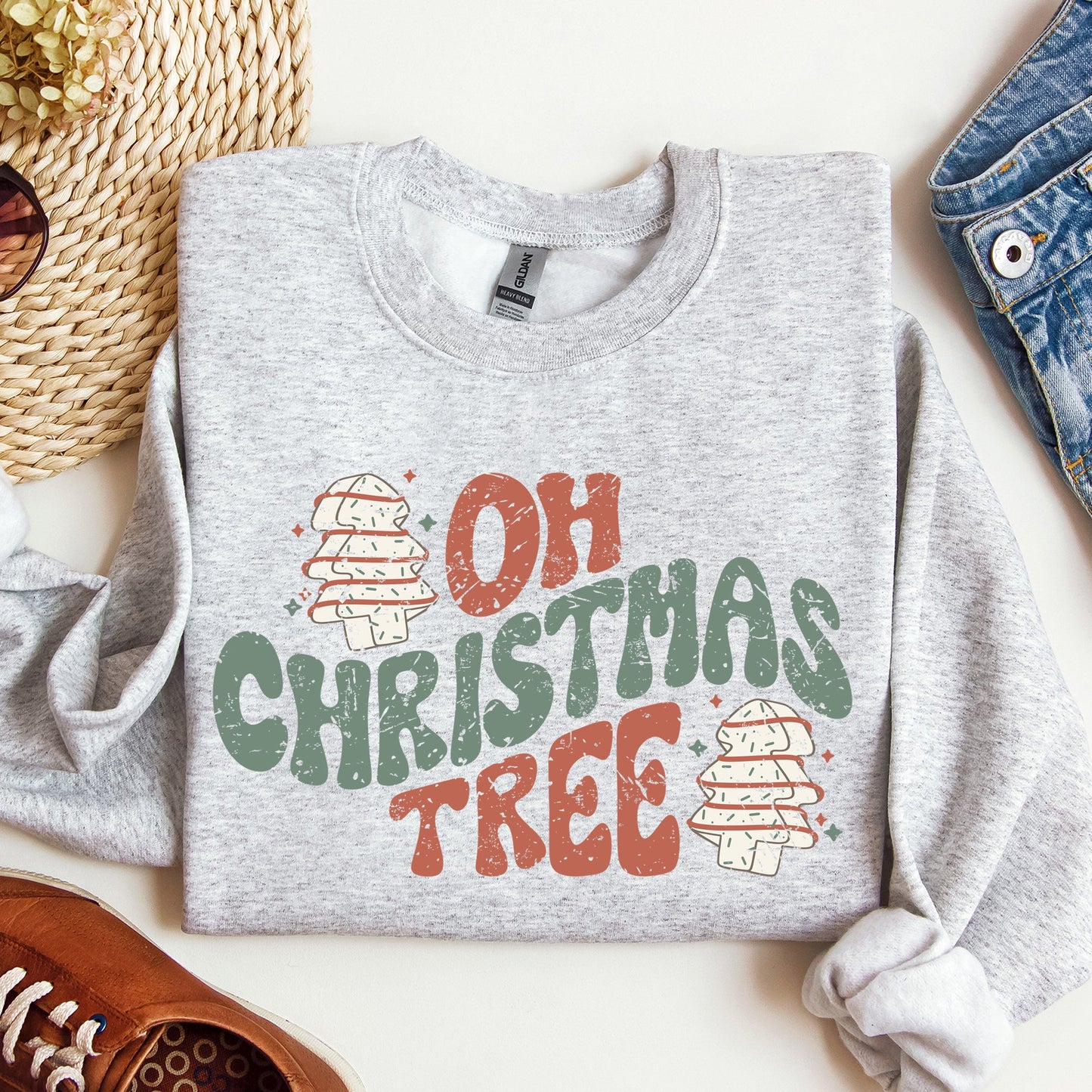 Oh Christmas Tree, Cakes, Snacks, Funny, Winter, Santa, Xmas Sweatshirt