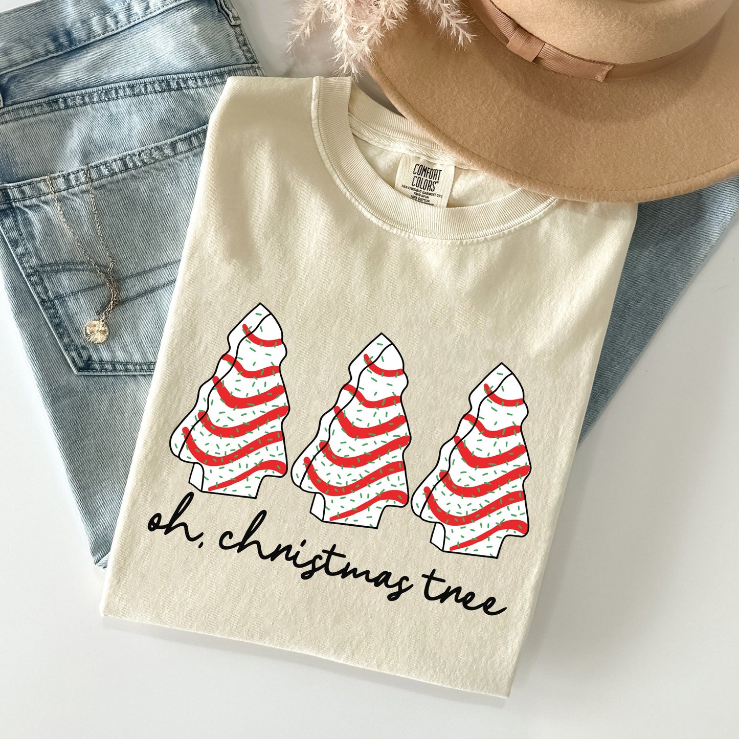 Oh Christmas Tree, Cakes, Winter, Snacks, Santa, Snow, Xmas Tshirt Comfort Colors T-Shirt