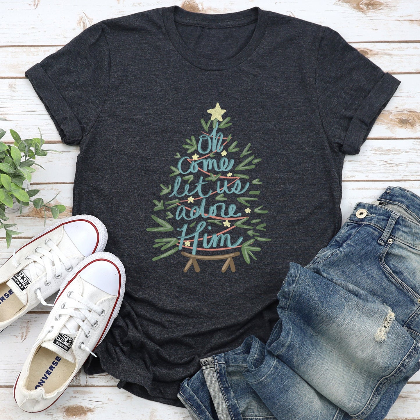 Oh Come Let Us Adore Him, Christmas, Religious, Christian, Carol Super Soft Tees