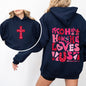 Oh How He Loves Us, Valentine's Day, Christian, Religious, Bible, Front and Back Hoodie, Hooded Sweatshirt