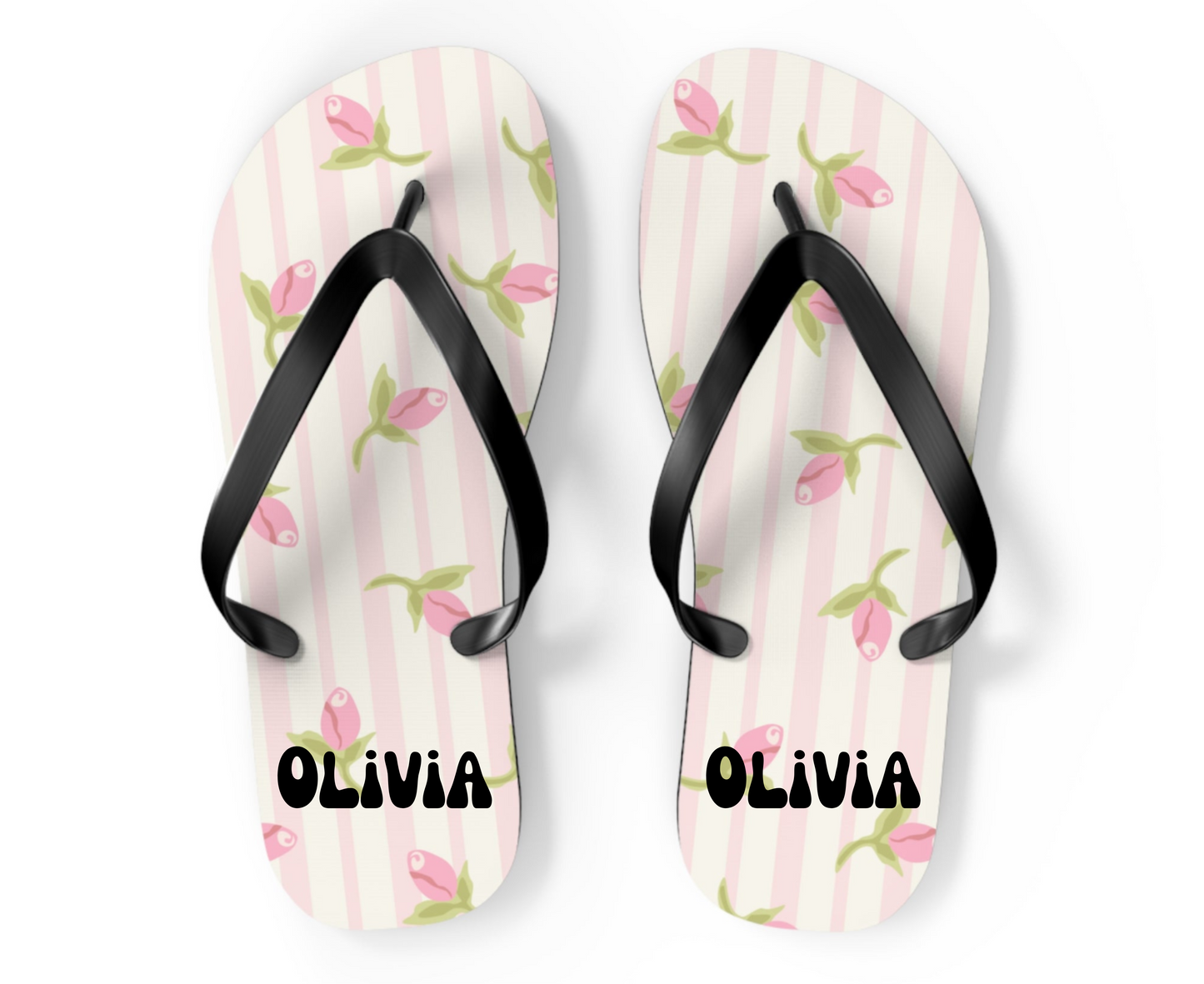 Customizable: Chic Floral Flip Flops for Summer, Trendy Beach Sandals, Perfect for Vacation, Gifts for Her