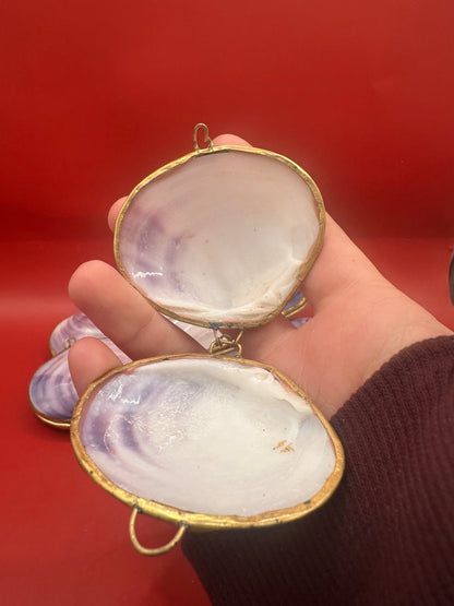 Purple Clam Shell Coin Purse - Coastal Accessory 2.25"