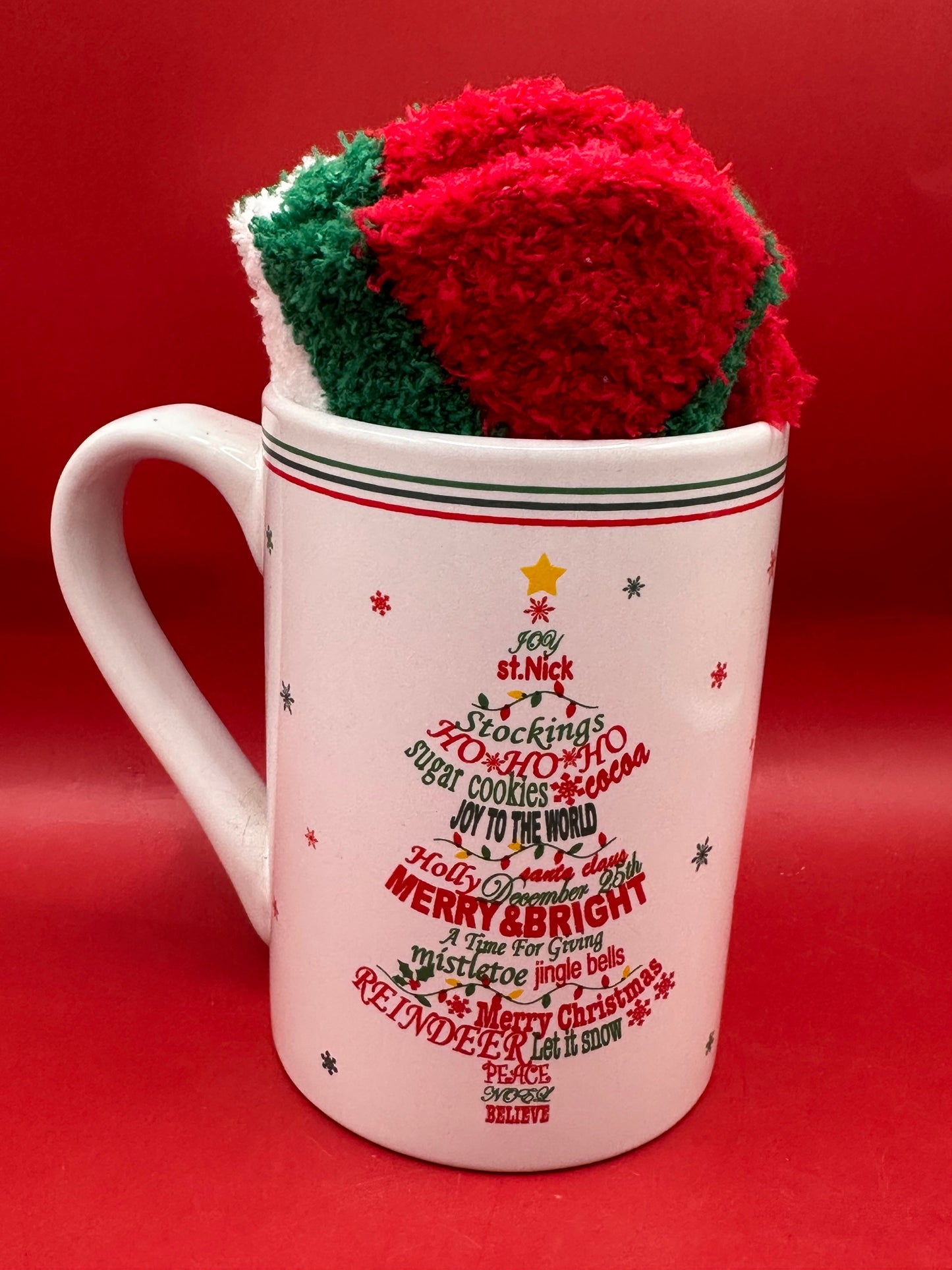 Christmas Mug with Fuzzy Christmas Socks