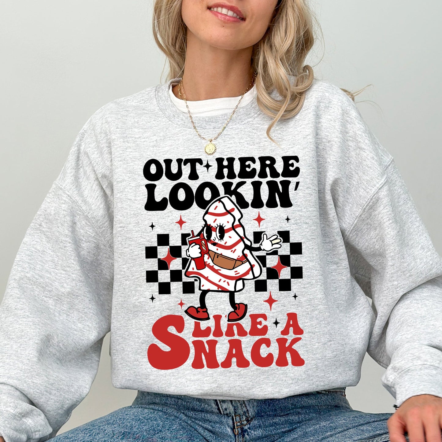 Out Here Lookin Like A Snack, Christmas Cake, Snow, Xmas, Santa Sweatshirt