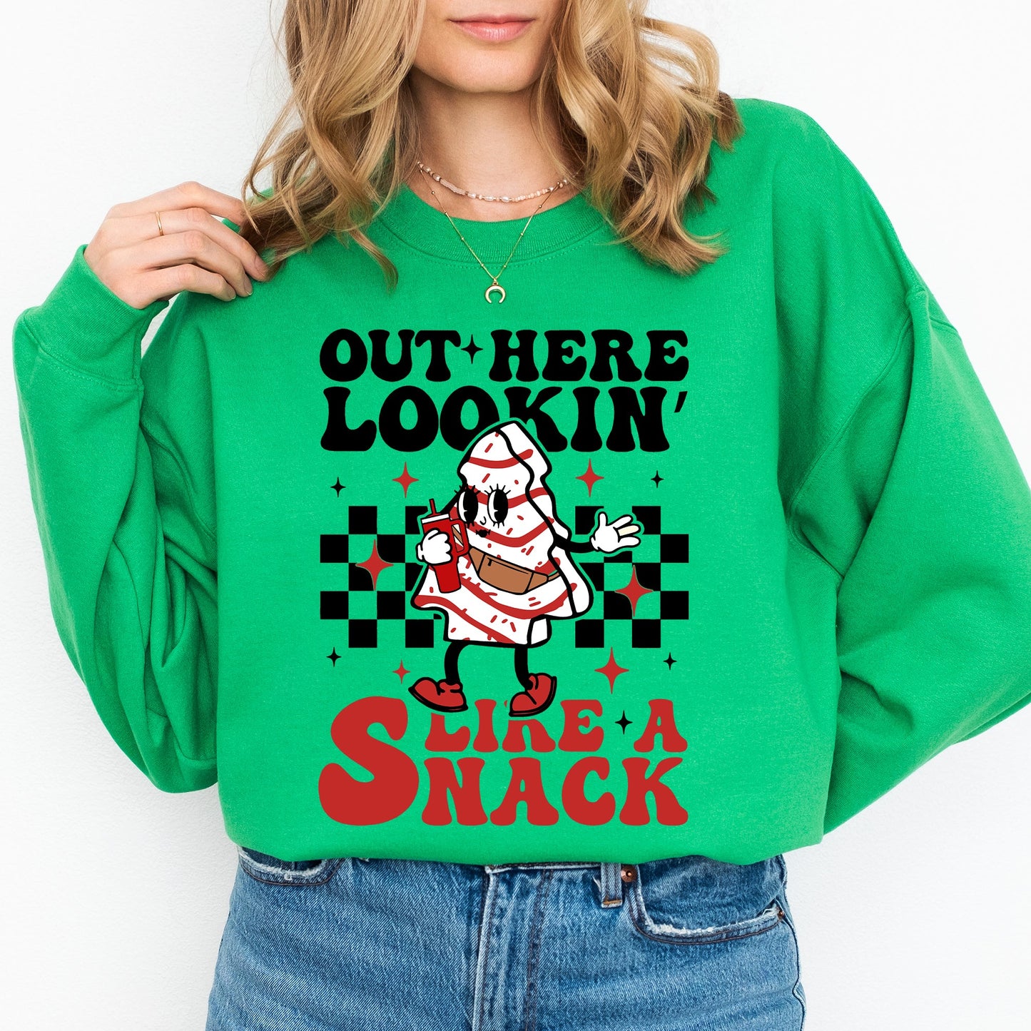 Out Here Lookin Like A Snack, Christmas Cake, Snow, Xmas, Santa Sweatshirt