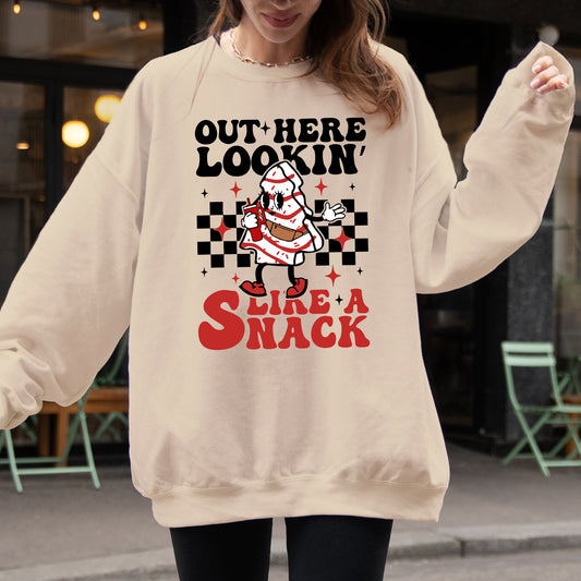 Out Here Lookin Like A Snack, Christmas Cake, Snow, Xmas, Santa Sweatshirt