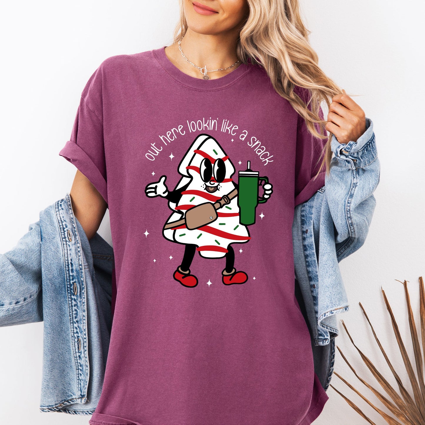 Out Here Looking Like A Snack, Christmas Cake, Funny, Cute, Santa, Xmas Tshirt Comfort Colors T-Shirt