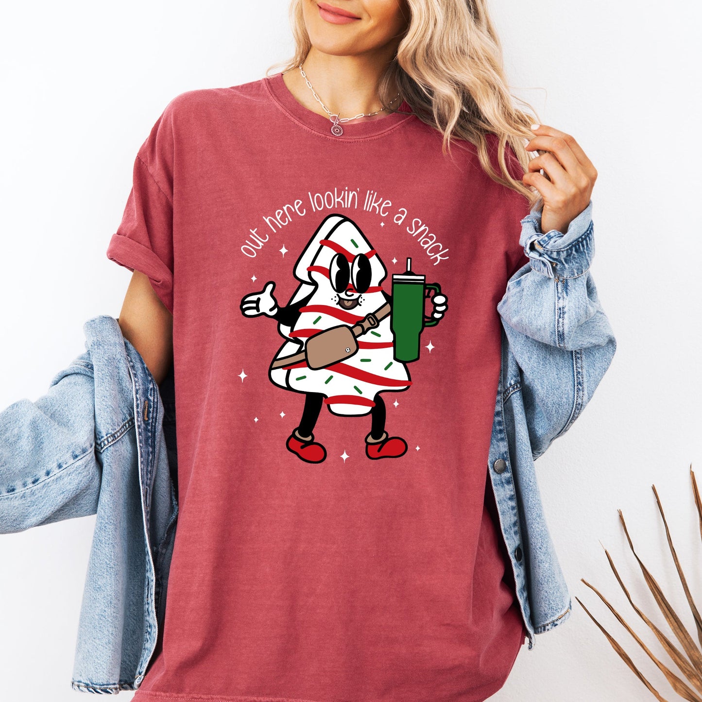 Out Here Looking Like A Snack, Christmas Cake, Funny, Cute, Santa, Xmas Tshirt Comfort Colors T-Shirt