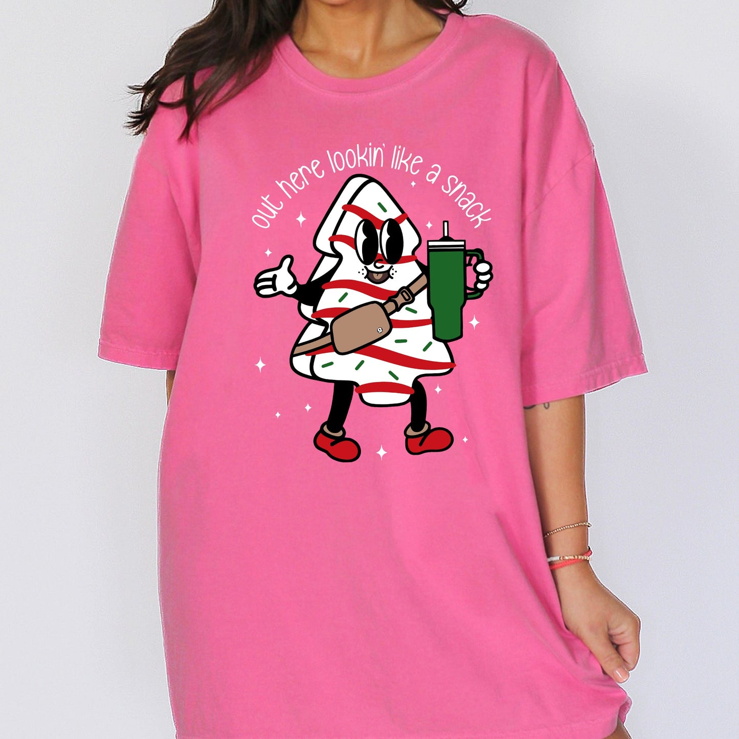 Out Here Looking Like A Snack, Christmas Cake, Funny, Cute, Santa, Xmas Tshirt Comfort Colors T-Shirt