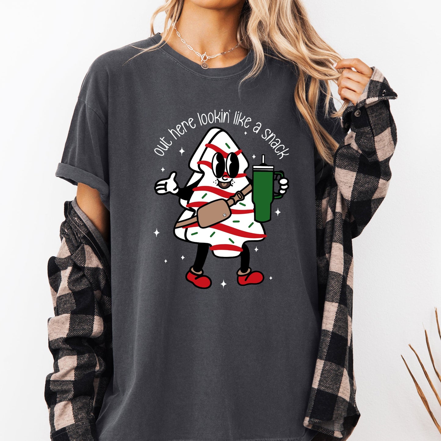 Out Here Looking Like A Snack, Christmas Cake, Funny, Cute, Santa, Xmas Tshirt Comfort Colors T-Shirt