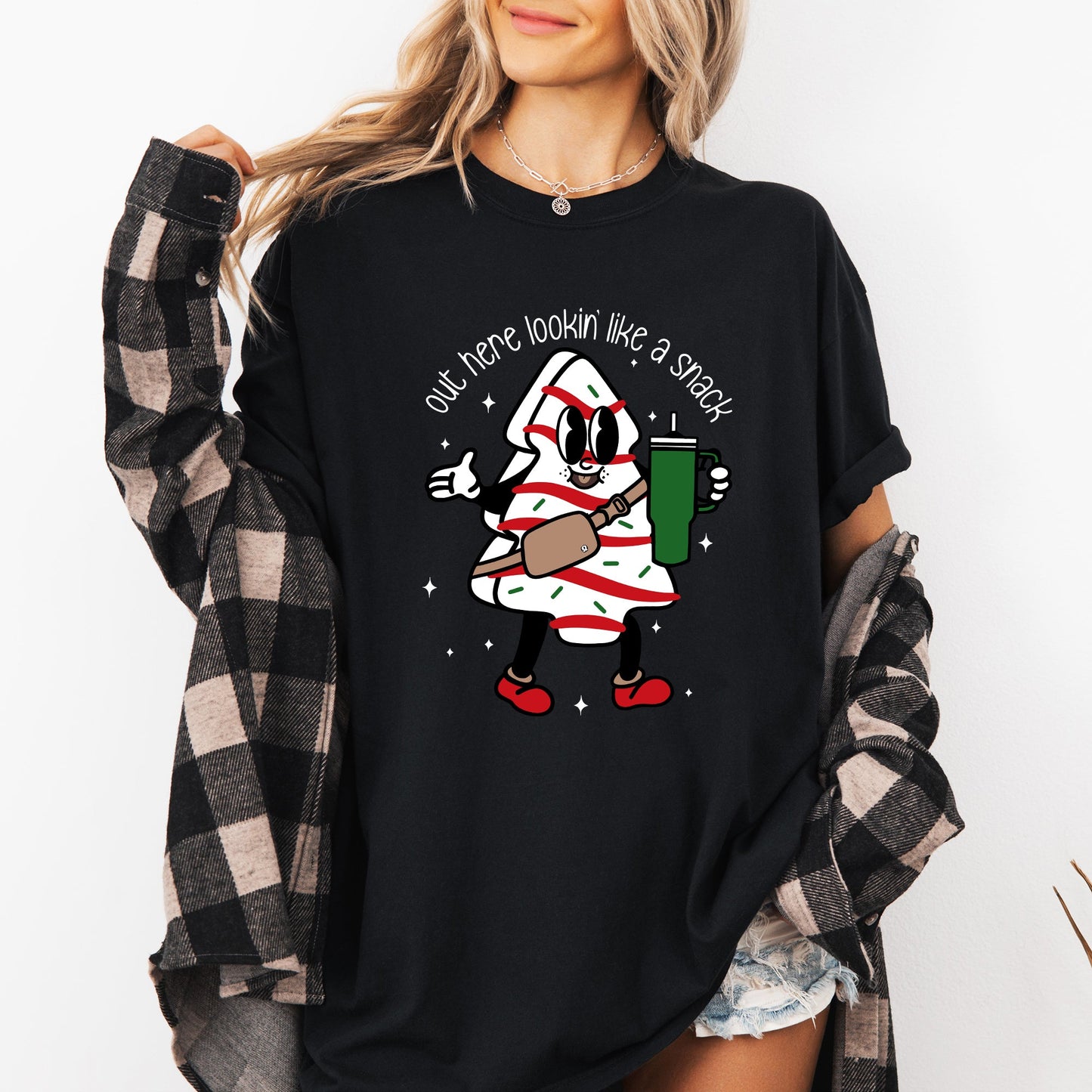 Out Here Looking Like A Snack, Christmas Cake, Funny, Cute, Santa, Xmas Tshirt Comfort Colors T-Shirt