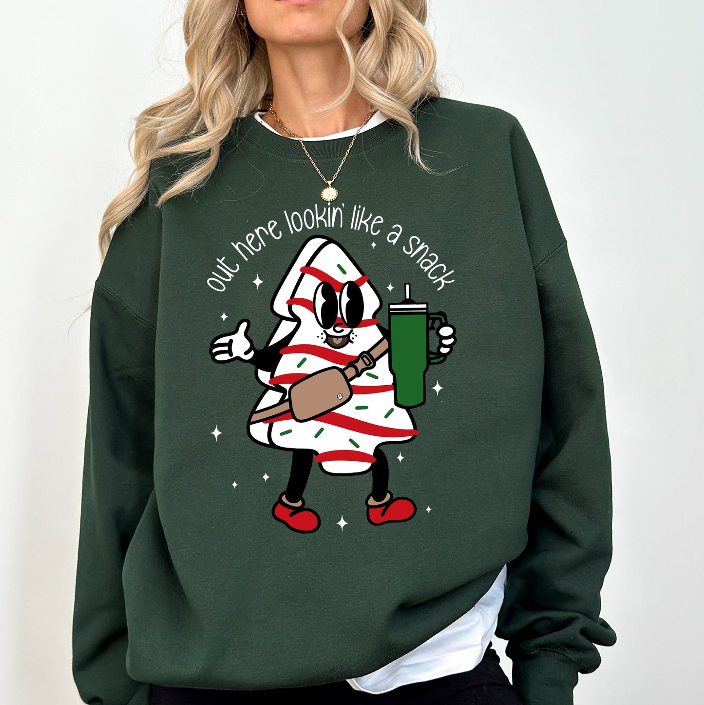 Out Here Looking Like A Snack, Christmas Cake, Funny, Cute, Santa, Xmas Sweatshirt