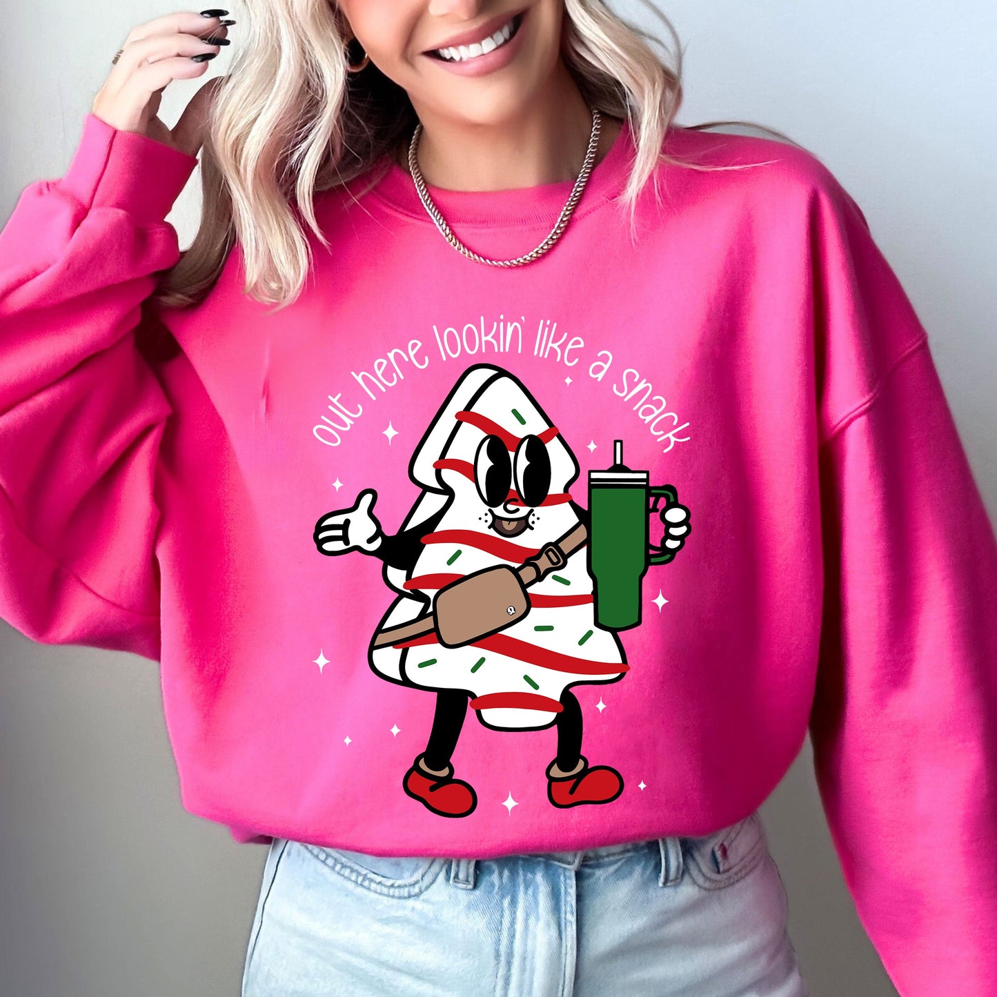 Out Here Looking Like A Snack, Christmas Cake, Funny, Cute, Santa, Xmas Sweatshirt
