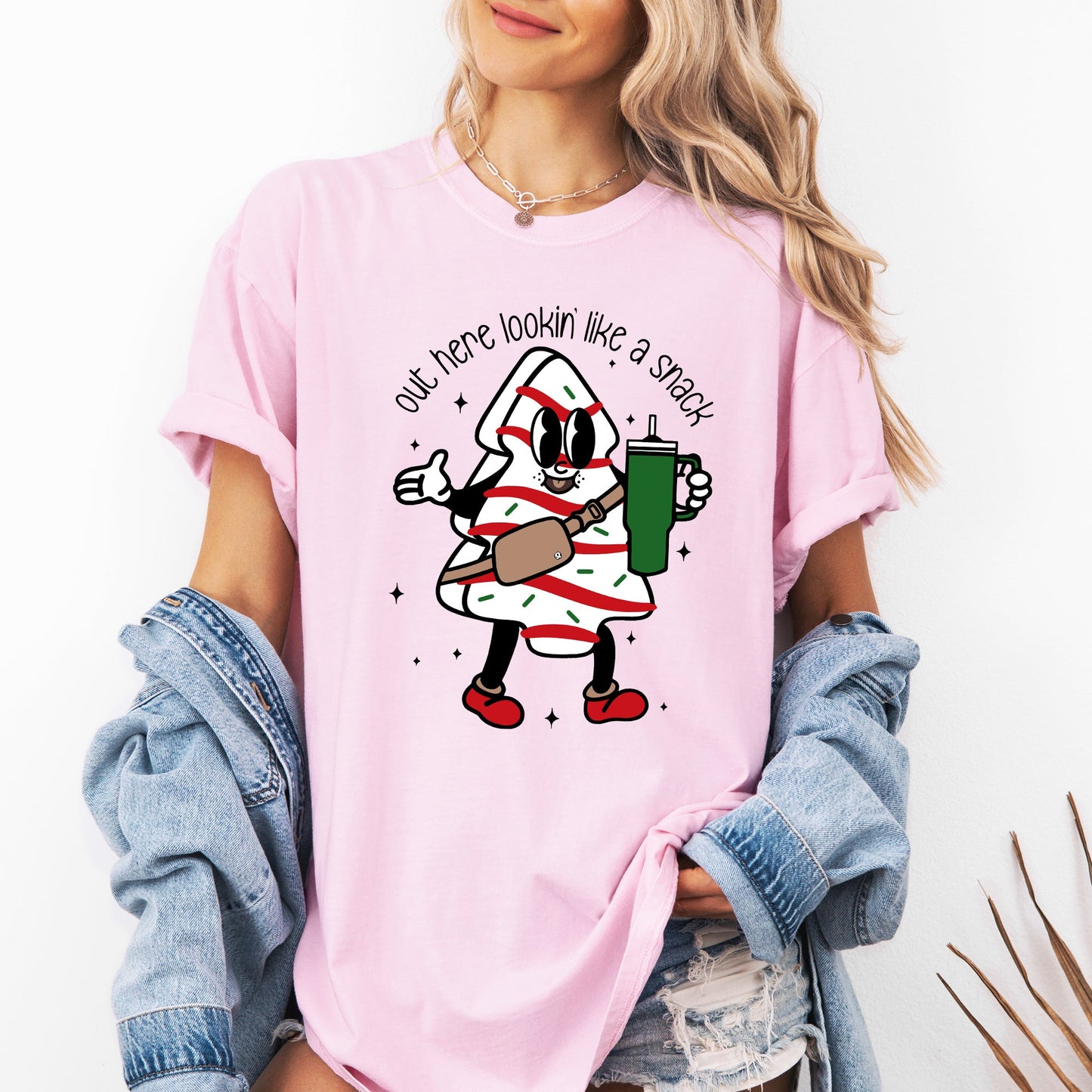 Out Here Looking Like A Snack, Christmas Cake, Funny, Cute, Santa, Xmas Tshirt Comfort Colors T-Shirt