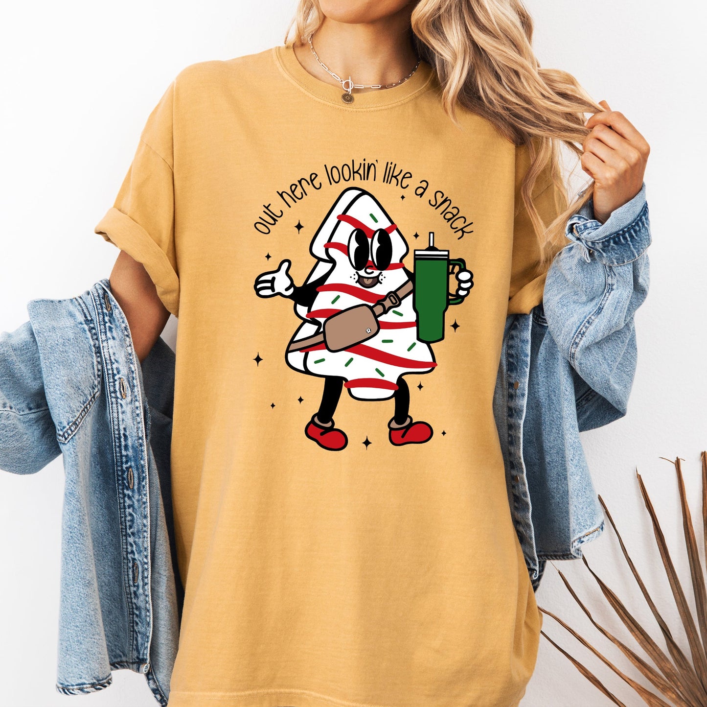 Out Here Looking Like A Snack, Christmas Cake, Funny, Cute, Santa, Xmas Tshirt Comfort Colors T-Shirt