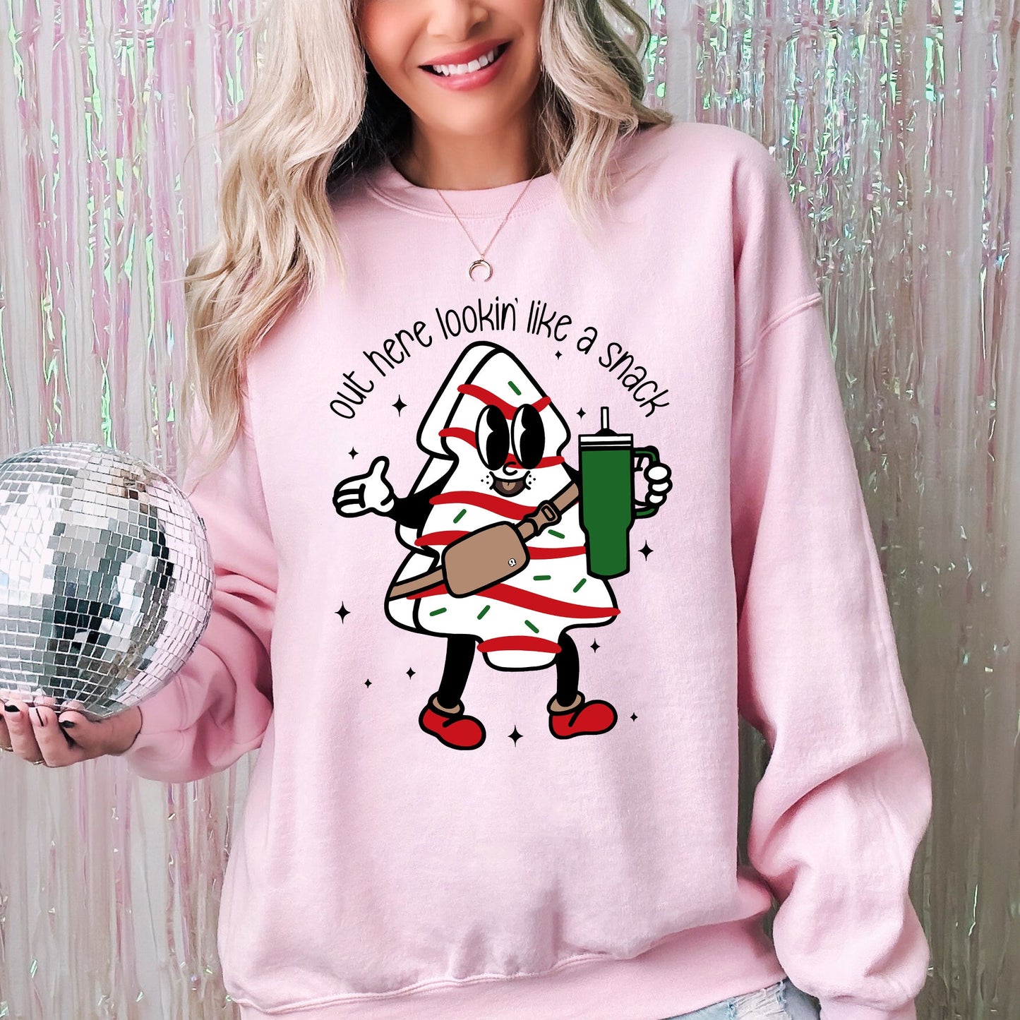 Out Here Looking Like A Snack, Christmas Cake, Funny, Cute, Santa, Xmas Sweatshirt