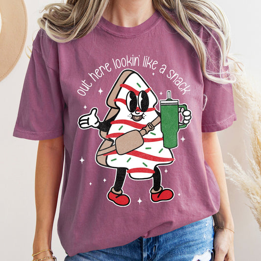 Out Here Looking Like A Snack, Christmas Tree, Little Debbie, Bougie, Comfort Colors Tshirt